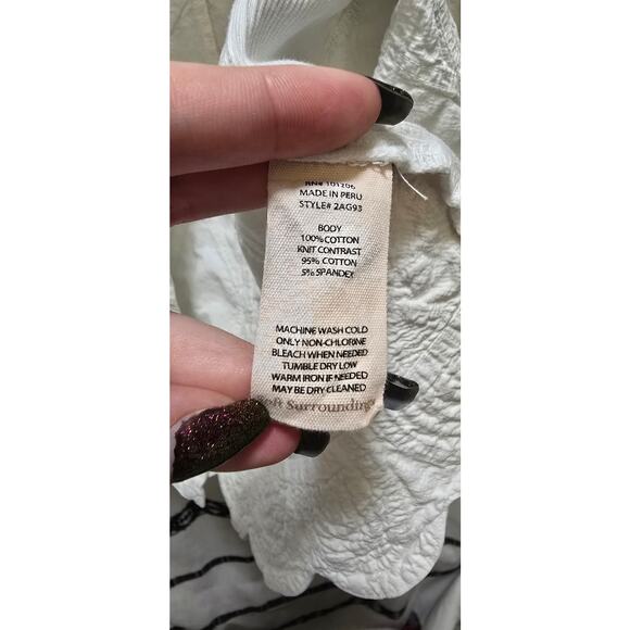 Soft Surroundings beautiful embroidered white V-neck button down shirt large - Picture 11 of 14